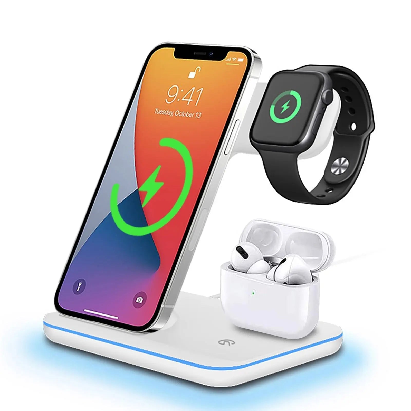 Wireless Charger Stand 3in1 15W Fast Charging Docking Station for AirPods Pro Apple Watch iPhone Wireless Charger Stand 3in1 15W Fast Charging Docking Station for AirPods Pro Apple Watch iPhone